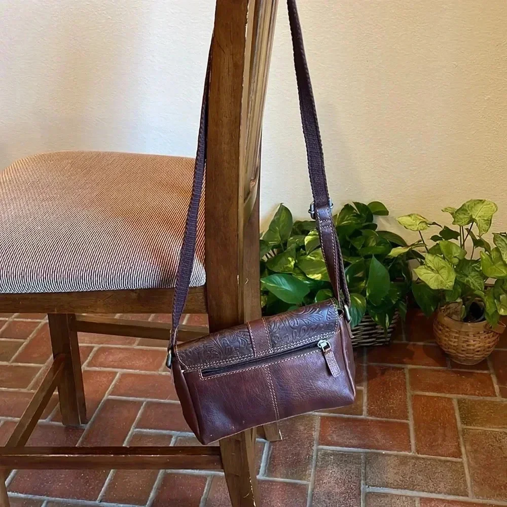 Jack George Voyager Brown Leather Saddle Bag Crossbody Purse‎